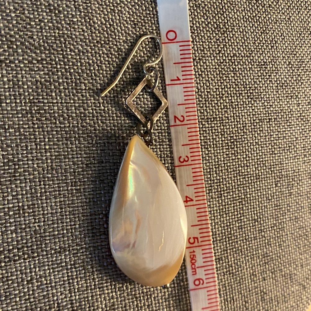 Mother of Pearl Teardrop Earrings | 925 Sterling Silver | Dangle Drop - Picture 5 of 10
